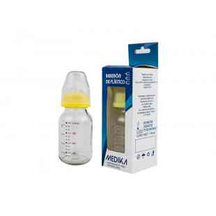 Biberón de Vidrio 120 ml con Tapa de Rosca y Capuchón Protector